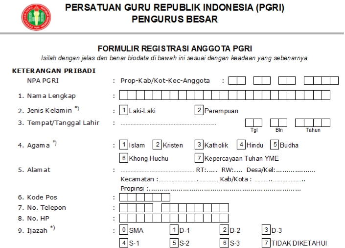 Pendaftaran PGRI Cileungsi - Persatuan Guru Republik Indonesia Cabang Cileungsi